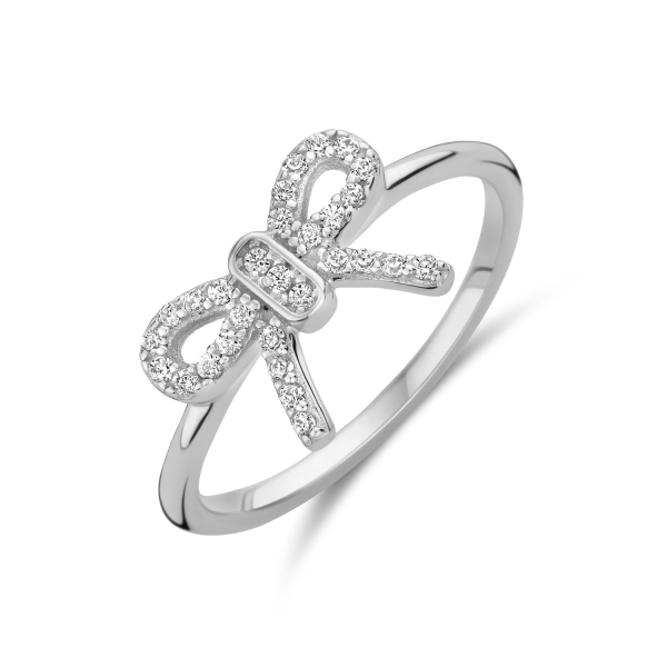 Damenring Schleife Silber 925 rhodiniert - 29 Zirkonia