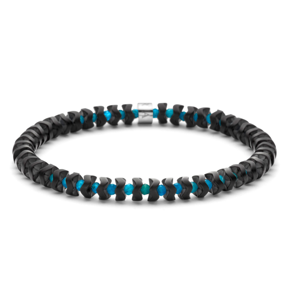 Frank 1967 Armband Hämatit und Blauer Apatit Edelstahl IPS - 6mm breit