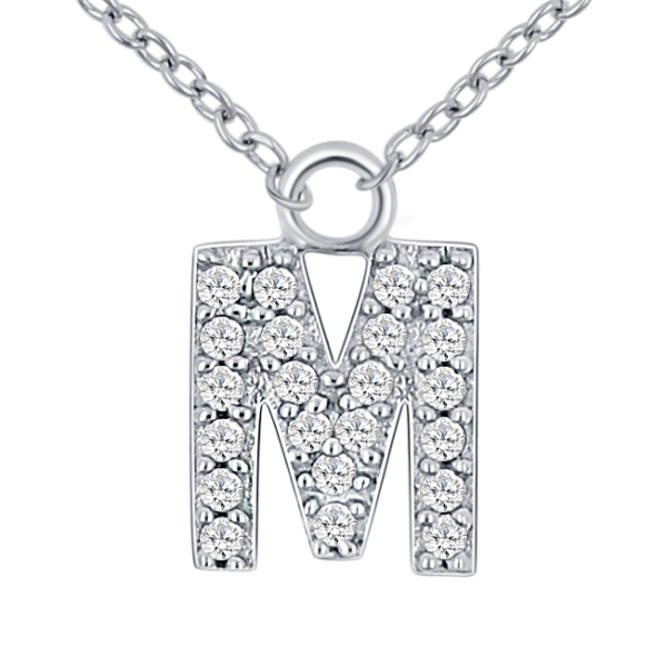 Lovebird Buchstabencollier M Silber 925 rhodiniert - 22 Zirkonia