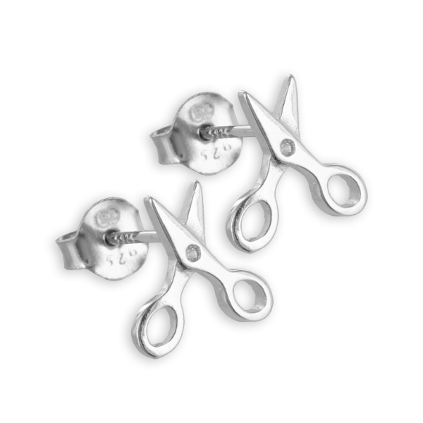 Ohrstecker Schere Silber 925 rhodiniert - Zirkonia
