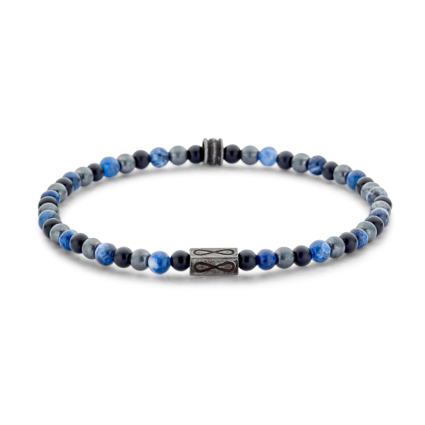Frank 1967 Armband Edelstahl IPB - Sodalith, Hämatit und schwarzer Achat 4mm