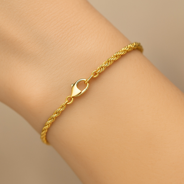 Kordelarmband Gelbgold 585 - 2,2mm breit - Massiv - 19cm - Bild 2