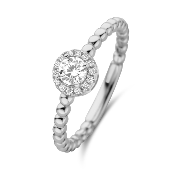 Damenring Silber 925 rhodiniert - 15 Zirkonia - 6,5mm Durchmesser
