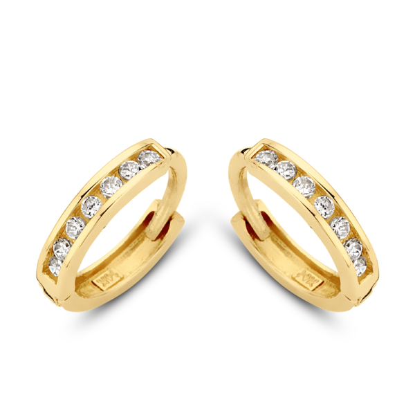 Klappcreolen Gold 585 - 14 Zirkonia - Ø 10,5mm - 2,1mm breit