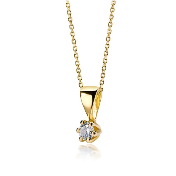Lovebird Collier mit Brillant 0,05 ct. Gelbgold 585 - 6 Stotzen Fassung