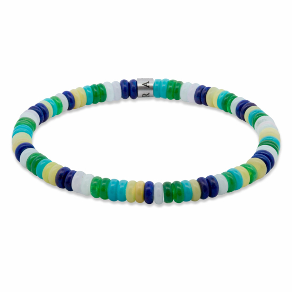 Frank 1967 Armband Disc Beads Edelstahl IPS - Weiß, Blau, Grün, Gelb