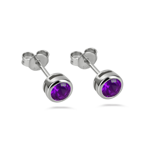 Ohrstecker Zirkonia Amethyst Silber 925 rhodiniert - 2,5mm