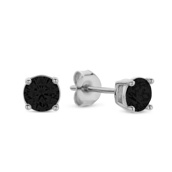 Ohrstecker mit Zirkonia schwarz Silber 925 rhodiniert - Ø 4mm