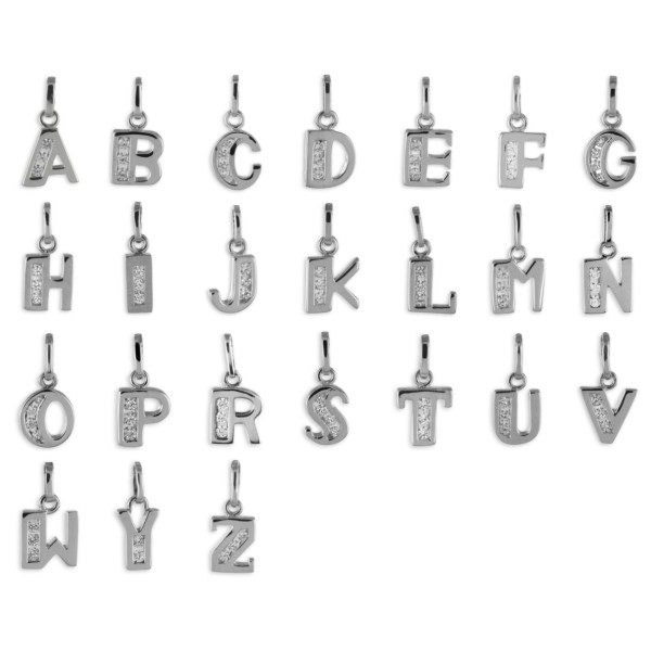 Buchstabenanhänger mit Zirkonia Silber 925 - 14,5mm hoch - Bild 2