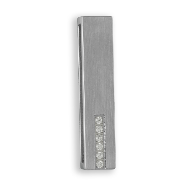 Anhänger Edelstahl teilmatt - 6 Zirkonia - 32x6,5mm