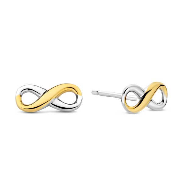 Ohrstecker Endless Silber 925 rhodiniert - Bicolor - 10x4,5mm