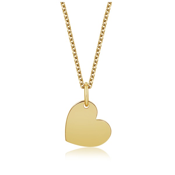 Collier mit Gravurplatte Herz Silber 925 vergoldet - Herz 10x9mm