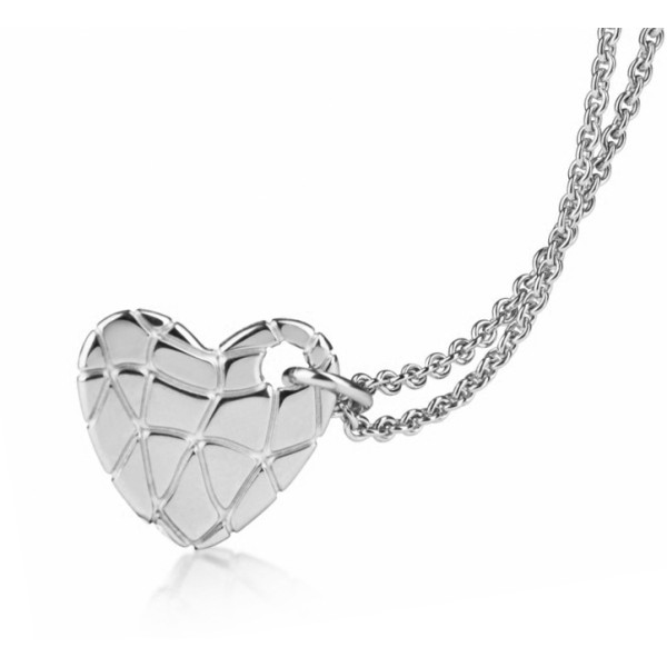 Collier mit Anhänger Herz Silber 925 - Herz 18x16mm gemustert