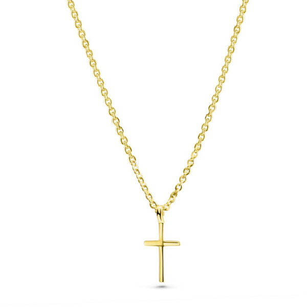 Collier mit Anhänger Kreuz Silber 925 vergoldet - Kreuz 6x10mm