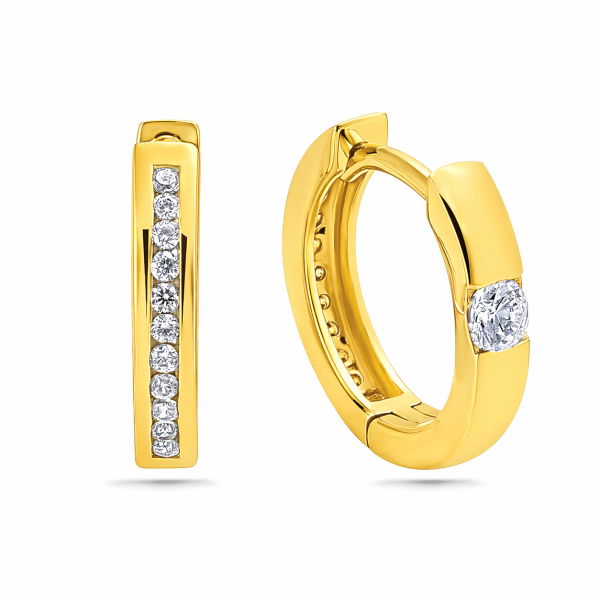 Klappcreolen wendbar Silber 925 vergoldet - Ø 12,5mm - 24 Zirkonia