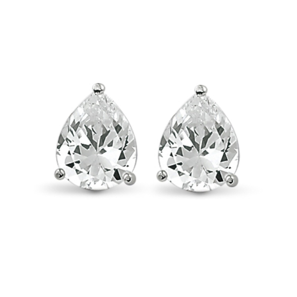 Ohrstecker Zirkonia Tropfenform Silber 925 rhodiniert - 8x10mm