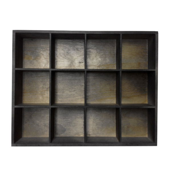 Frank1967 Schmuckdisplay schwarz aus Holz - 12 Fächer mit 12 Kissen - 34x27cm - Bild 2