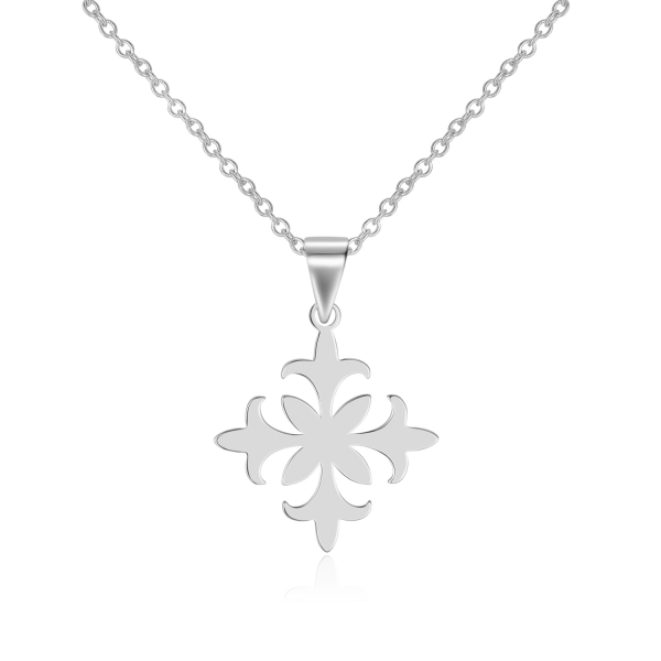 Halskette mit Anhänger Fleur de Lis Kreuz Silber 925 rhodiniert