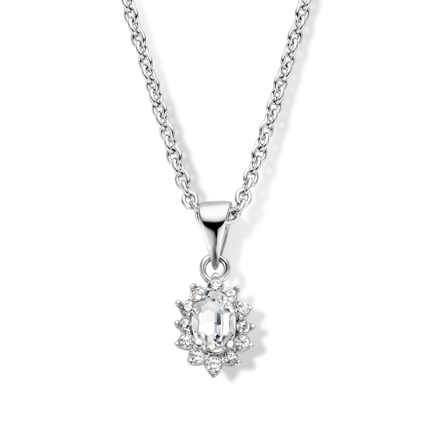 Collier Silber 925 rhodiniert - 13 Zirkonia