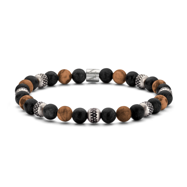 Frank 1967 Armband Achat und Tigerauge Edelstahl IPS - 6mm