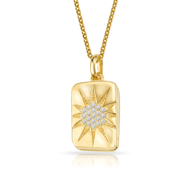 Anhänger Medaillon Silber 925 vergoldet - 19 Zirkonia