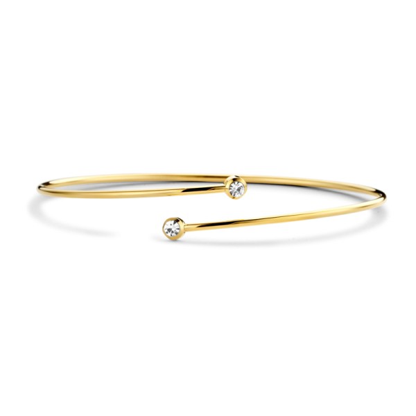 Lovebird Armreif mit Kristall Edelstahl - Goldfarbene IP-Beschichtung - Endkappen mit Kristall