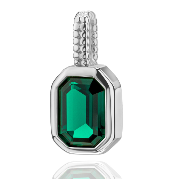 Anhänger Octagon Zirkonia Grün Silber 925 rhodiniert