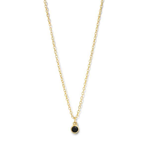 Collier mit Zirkonia schwarz Silber 925 vergoldet - Anhänger Ø 4mm - 40+5cm - Bild 2