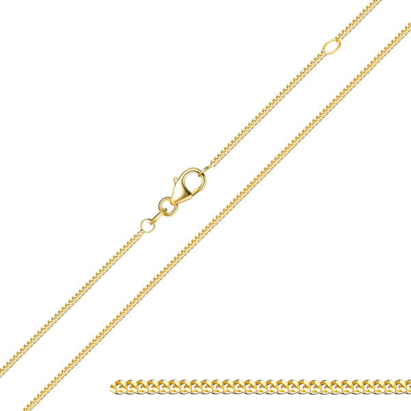Panzerkette flach diamantiert Gold 750 - 1,0 mm breit - 45cm