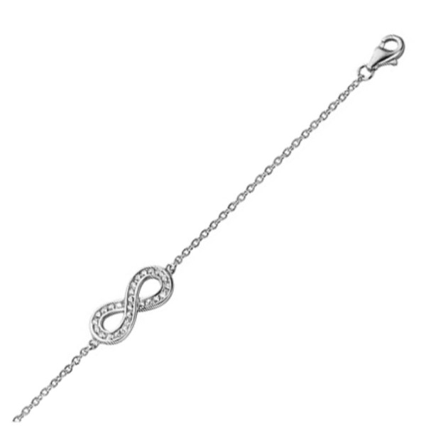 Armband Infinity Silber 925 rhodiniert - 27 Zirkonia - Tag in Herzform