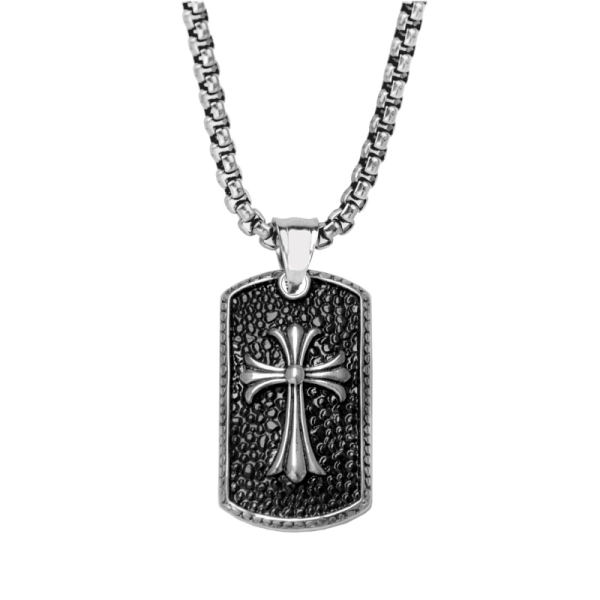 Frank 1967 Halskette mit Dog Tag Edelstahl - Venezianerkette 60cm - Dog Tag 41x20mm