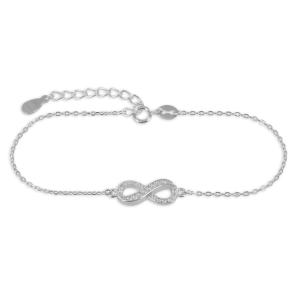 Armband Infinity Silber 925 rhodiniert - 20 Zirkonia - 15x7mm