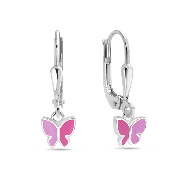 Ohrhänger Schmetterling Silber 925 rhodiniert - Lack Bunt