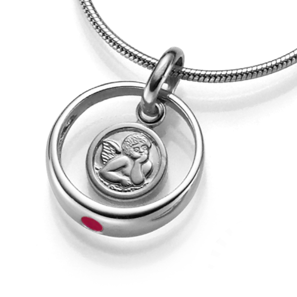 Taufring-Anhänger Engel Silber 925 - Rubin