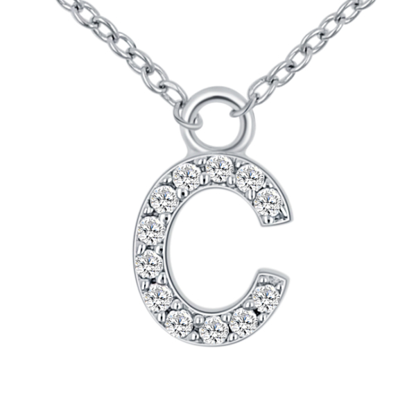 Lovebird Buchstabencollier C Silber 925 rhodiniert - 12 Zirkonia