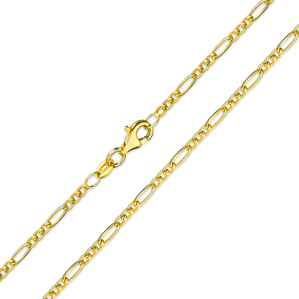 Figarokette Silber 925 - 5 Milliemes vergoldet - Diamantiert