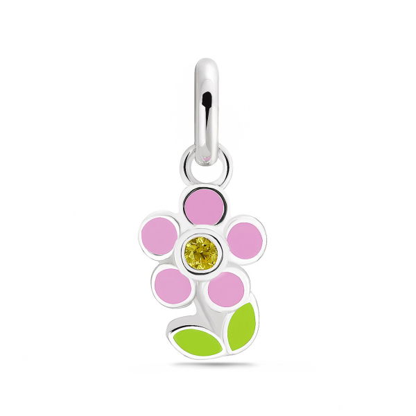 Anhänger Blume Silber 925 rhodiniert - Zirkonia und Lack Bunt