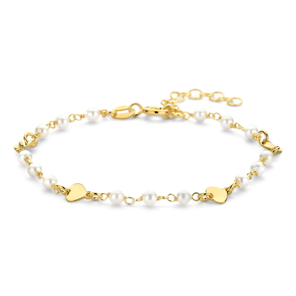Armband Süßwasser-Zuchtperlen Herzen Silber 925 vergoldet