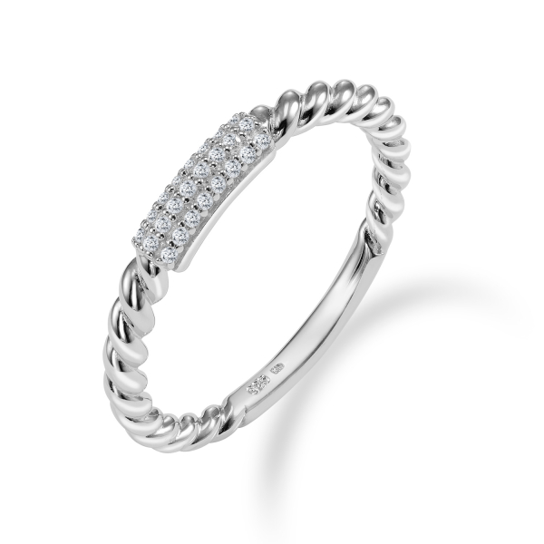 Ring Twisted Silber 925 rhodiniert - 24 Zirkonia