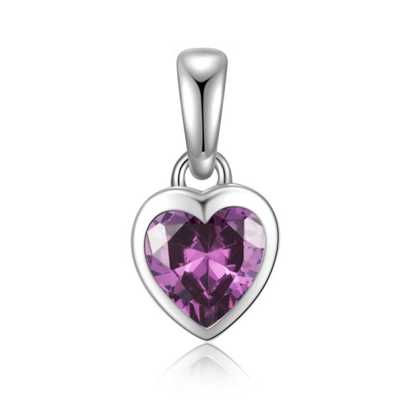 Anhänger Herz Silber 925 rhodiniert - Zirkonia amethystfarben - Bild 2