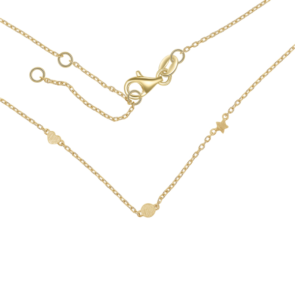 Collier mit Dot Herz Stern Silber 925 vergoldet - Mattiert - Bild 2