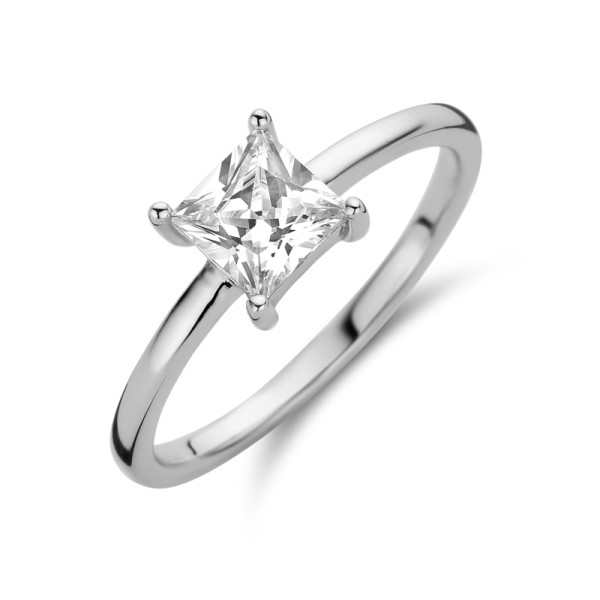 Damenring Silber 925 rhodiniert - Zirkonia 5x5mm