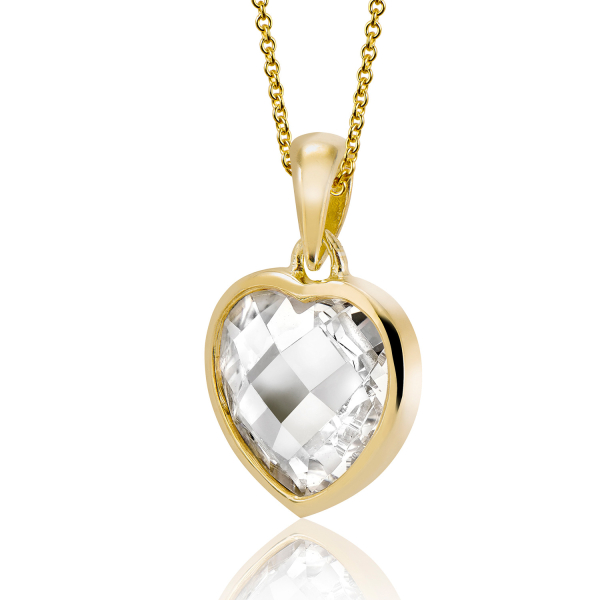 Anhänger Herz Silber 925 vergoldet - Zirkonia facettiert - 12x12mm