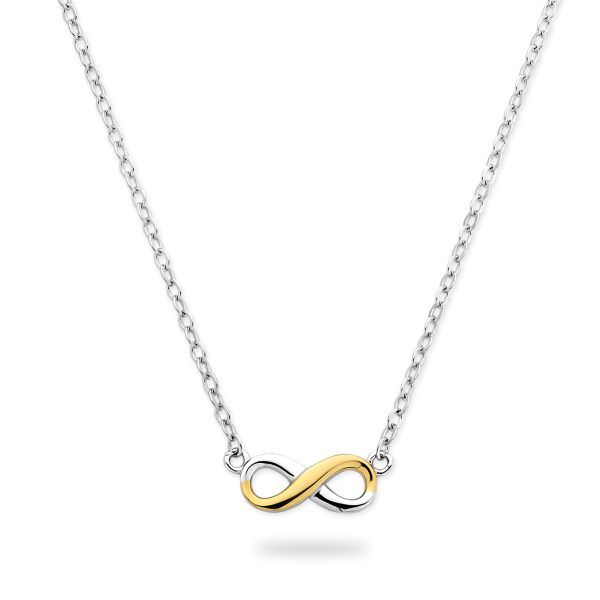 Collier mit Anhänger Endless Silber 925 rhodiniert Bicolor - Verlängerung 7cm
