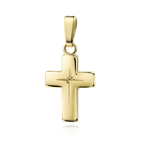 Anhänger Kreuz Gold 333 - Diamantiert - 15,00mm