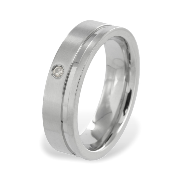 Ring Zirkonia Edelstahl - Teilmatt - 6mm breit - Innen poliert