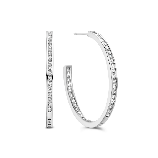 Ohrstecker mit 78 Zirkonia Silber 925 rhodiniert - Ø 33mm