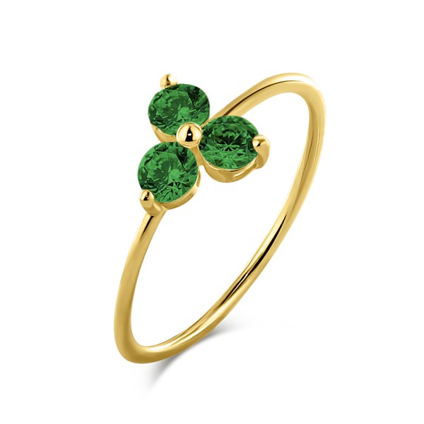 Damenring Gold 585 - 3 grüne Zirkonia