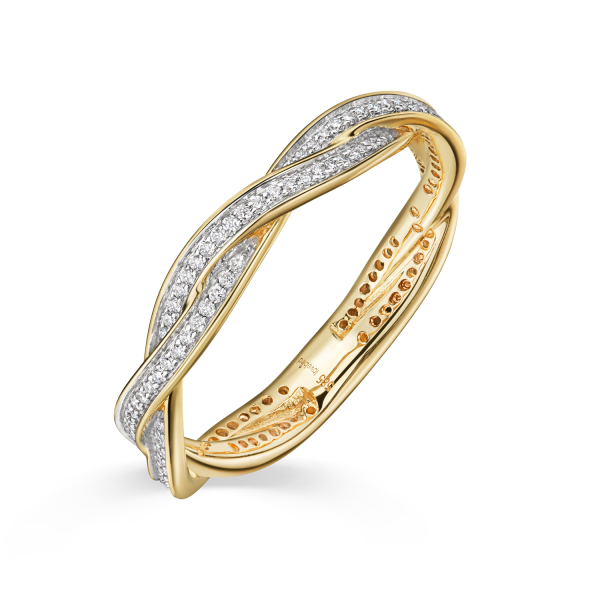 Lovebird Damenring Gelbgold 585 teilrhodiniert - 117 Brillanten 0,24 ct.