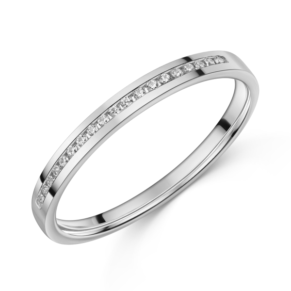 Lovebird Memory Ring Weißgold 333 - 19 Zirkonia - 2,2mm breit